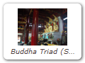 Buddha Triad (Sānzūn 三尊) at Gāo Míng Temple 高明講寺.
Historical Buddha 釋迦 at center flanked by Mañjuśrī 文殊 and Samantabhadra 普賢.