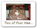 Two of Four Heavenly Kings (Sì Tiān Wáng 四天王) at Guóqing Temple 国清寺.EAST. Chí Guó Tiānwáng 持國天王 holds musical instrument. Skt = Dhṛtarāṣṭra. J = Jikokuten.
SOUTH. Zēngcháng Tiānwáng 增長天王 holds a sword. Skt = Virūḍhaka. J = Zōchōten.
Dhṛtarāṣṭra is the leader of the gandharvas (celestial musicians). Depicted holding pipa/lute.