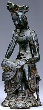Seated Bodhisattva, Gilt Bronze, 7th Century, Korea