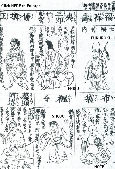 Four of the Seven Lucky Deities in the 1690 Butsuzo-zui