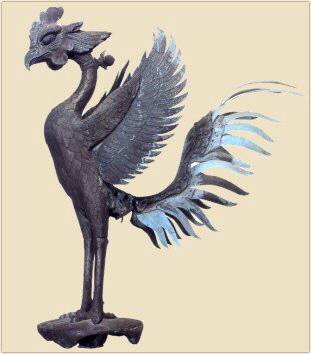Phoenix, CLOSEUP. Heian Era, 11 century, Amida Hall, Byodo-in Temple Phoenix, CLOSEUP. Heian Era, 11 century, Amida Hall, Byodo-in Temple