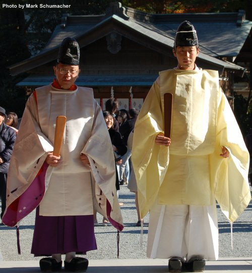 Shinto Priests at Tsurugaoka Hachimangu Shrine in Kamakura