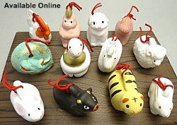 Modern ceramic statuettes of the 12 Zodiac Animals; courtesy of http://shoindo.com/?pid=19116855 