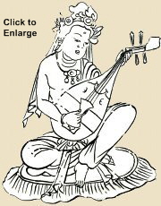 Benzaiten playing Biwa (from the 12-century Besson Zakki