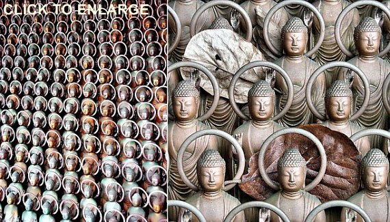 Miniature statues of the Medicine Buddha at Ichibata Yakushi Temple