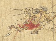 Demon being slayed by Bishamonten, Hekija-e, photo courtesy Tokyo National Museum