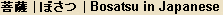 Bosatsu - Japanese spelling for Bodhisattva Bosatsu - Japanese spelling for Bodhisattva