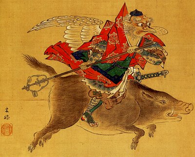 Crow Tengu, Late Edo Period Painting by Kaihou Yuutoku