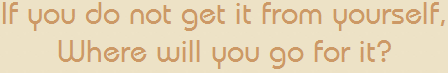 If you do not get it from yourself, where will you go for it? (Quote from Zenrin Kushu, attributed to Eicho (1428-1504)