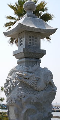 Dragon guarding bridge to Enoshima Island, Japan, a holy place for Benzaiten worship