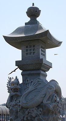 Dragon guarding bridge to Enoshima Island, Japan, a holy place for Benzaiten worship