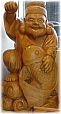 Ebisu, God of Fishermen and Fortune, Wooden Statue, Modern