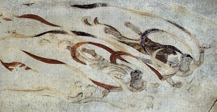 Flying Asparas Mural; Houryuuji (Horyuji) Temple in Nara, Japan Flying Asparas Mural; Houryuuji (Horyuji) Temple in Nara, Japan