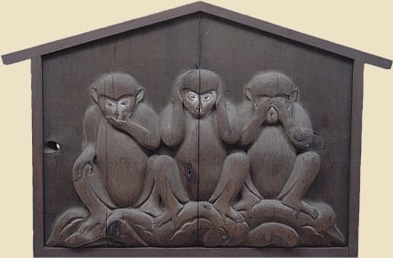 Three Monkies at Hase Dera in Kamakura, Year 1646 AD Three Monkies at Hase Dera in Kamakura, Year 1646 AD