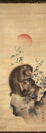Monkey painting by Japanese Artist Mori Sosen, Edo Era, at the British Museum