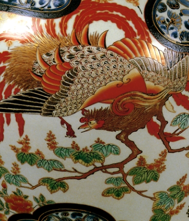 Phoenix, Image from Imari Porcelain ware, photo courtsesy Nihon Toji Taikei, Vol. 19 (Imari Ware)