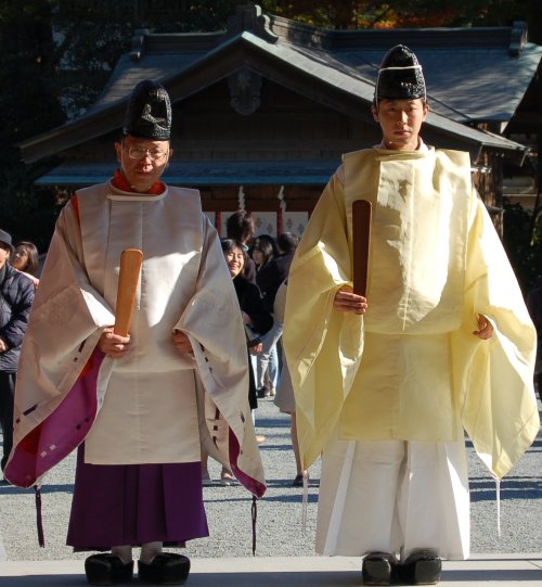 Shinto Priests at Tsurugaoka Hachimangu Shrine in Kamakura