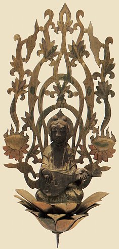 Tennin playing the Japanese mandolin (biwa), 7th Century, Wood Tennin playing the Japanese mandolin (biwa), 7th Century, Wood