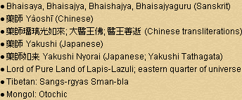 Yakushi Buddha - Sanskrit, Chinese, Japanese, & Other Spellings