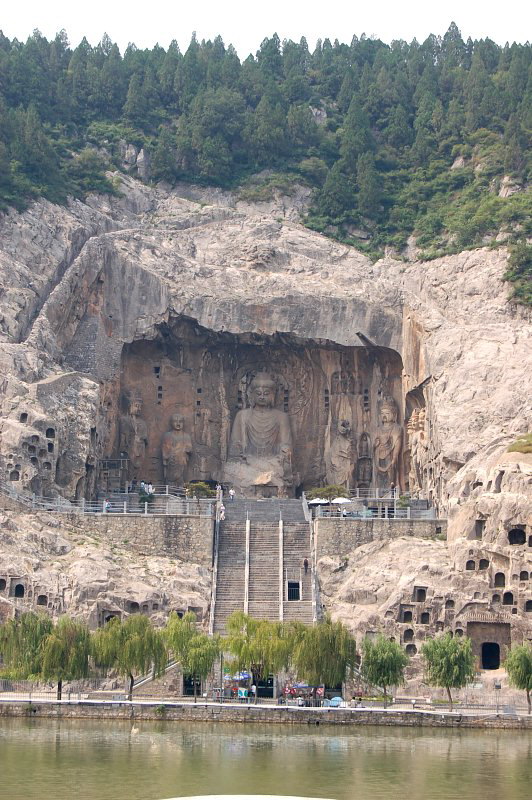 Longmen Caves - West Side, Fengxian Temple in center