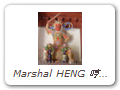Marshal HENG 哼将, mouth closed, door god at Guóqing
Temple. HENG is known as THE SNORTER, for he blew
destructive light rays from his nose while defending the
last emperor of the Shang dynasty. 