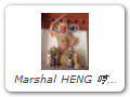 Marshal HENG 哼将, mouth closed, door god at Guóqing
Temple. HENG is known as THE SNORTER, for he blew
destructive light rays from his nose while defending the
last emperor of the Shang dynasty. 