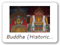 Buddha (Historical Buddha) flanked by Ēnán 阿難 (Skt = Ānanda) and Dà Jiāshě 大迦葉(Skt = Mahākāśyapa), his two chief disciples. Located at Huádǐng Temple 華頂講寺.