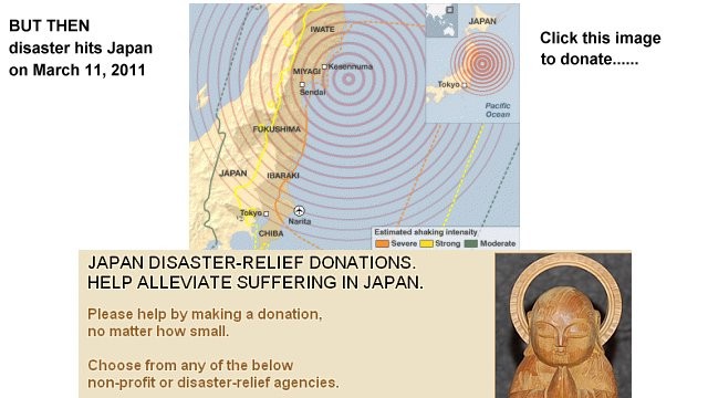 Disaster hits. Hundreds of thousands of people displaced. Many die. Click image to donate.