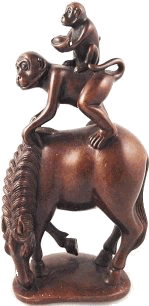 Monkey Atop Horse, Japanese Netsuke