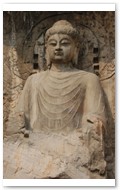 Another view of Vairocana (Jp. = Dainichi Nyorai) at Fengxian Temple 奉先寺. 17 meters in height; limestone.