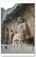 Far Left = Manjusri (Jp. Monju) Bodhisattva with crown, Middle = Buddha's disciple Ananda (the younger); main statue Vairocana Buddha (Dainichi Nyorai).