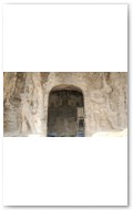 Yaofang Dong 葯方洞 or Medical Prescription Cave (#1381). Two Vajrapani (Jp. = NIŌ) guarding entrance to cave, 5th & 6th centuries AD.