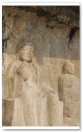 Moya Three Buddha Niche 摩崖三佛, aka Trikala Buddha (Three Buddha) Grottoe, Tang Dynasty carvings.