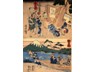 ABOVE: Tanuki using his scrotum as a sales gimmick. BELOW: Tanuki using his scrotum as a boat. By Utagawa Kuniyoshi (1797-1861). Courtesy of kuniyoshiproject.com/raccoon Dogs (R209).htm
