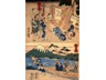 ABOVE: Tanuki using his scrotum as a sales gimmick. BELOW: Tanuki using his scrotum as a boat. By Utagawa Kuniyoshi (1797-1861). Courtesy of kuniyoshiproject.com/raccoon Dogs (R209).htm
