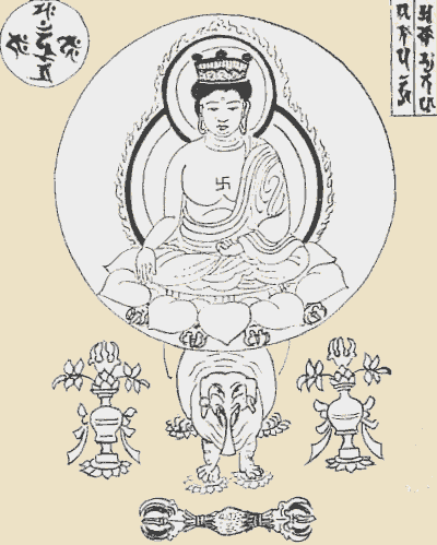 Ashuku Buddha Drawing atop elephant