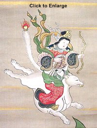 Dakini atop white fox, modern drawing