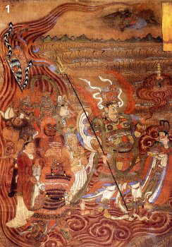 Vaisravana moving across the waters, Tang Dynasty, 9th Century, discovered in the Library Cave, Dunhuang
