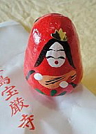 Modern. Benzaiten Talisman in shape of Daruma amulet.