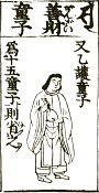 Zenzai Doji as appearing in the 1690 Butsuzo-zui