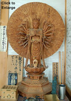 senju kannon, futagoji temple, oita prefecture, modern carving