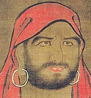CLOSEUP = Probably the oldest portrait painting of Daruma in Japan (circa 1260)