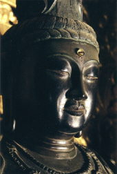 Sho Kannon, Gilt Black Bronze