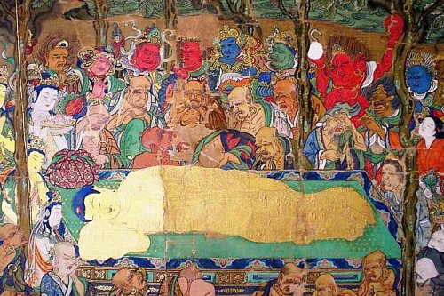 Death of Buddha, Hanging Scroll, by Myoson, 1325 AD