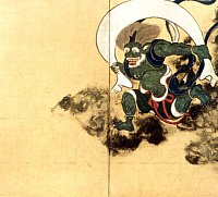 Fujin (Deus do Vento), pintura de Tawaraya Sotatsu, Painel Direito, Era Edo, Templo Kennin-ji em Kyoto