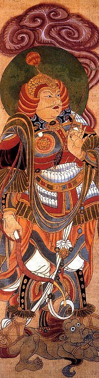 Jikokuten (Skt. Dhrtarastra), Tang Dynasty, Dunhuang, China, 9th Century Painting