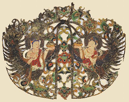 Keman fragment with two Karyoubinga, Heian Era, 11th Century
