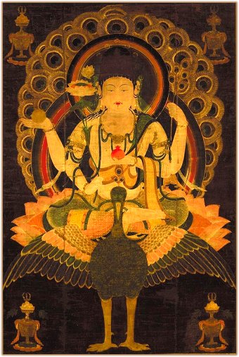 Kujaku Myo-o (Sanskrit Mahamayuri) = Peacock Wisdom King