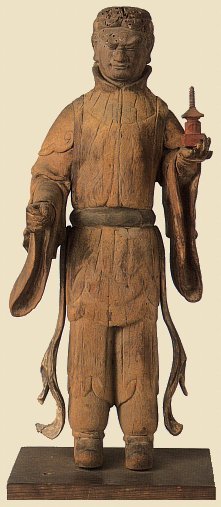 Tamonten, Plain wood, 51.5 cm, Asuka Period, 7th Century, Houryuu-ji Temple