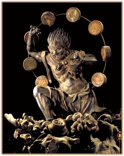 Rain God (Raijin), Sanjusangendo, scan from temple brochure